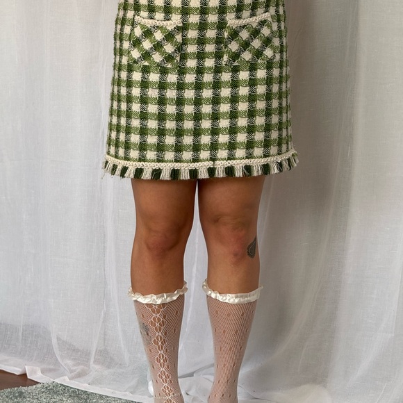 ✿ Sister Jane Green Gingham Pearl Trim Mini Skirt ✿ - Picture 3 of 5